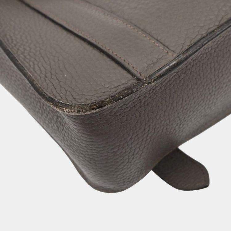 Pre Owned Hermes Etain Taurillon Clemence Steve Caporal 27 Shoulder Bag