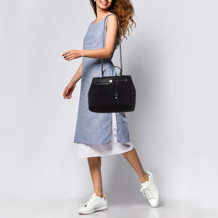 Pre Owned Hermès Black Canvas and Leather Herbag 31 Bag