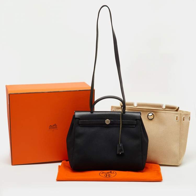Pre Owned Hermès Black Canvas and Leather Herbag 31 Bag