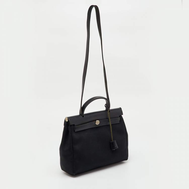 Pre Owned Hermès Black Canvas and Leather Herbag 31 Bag