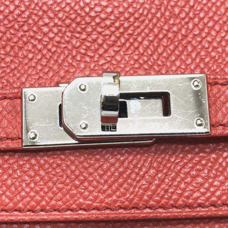 Pre Owned Hermes Kelly Pink Epsom Flag Long Wallet