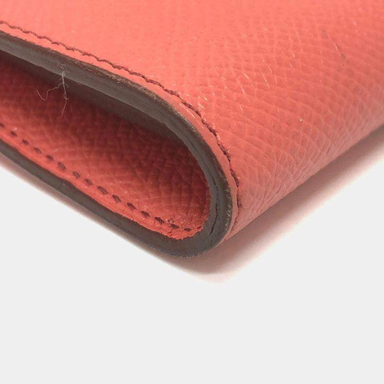 Pre Owned Hermes Kelly Pink Epsom Flag Long Wallet