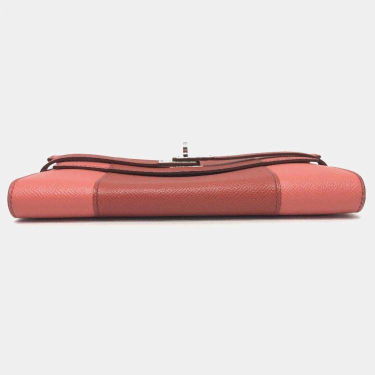Pre Owned Hermes Kelly Pink Epsom Flag Long Wallet
