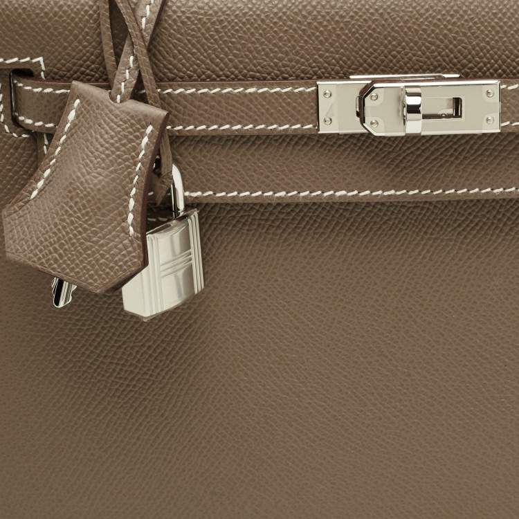 Pre Owned Hermes Etoupe Epsom Leather Palladium Finish Kelly Sellier 25 Bag