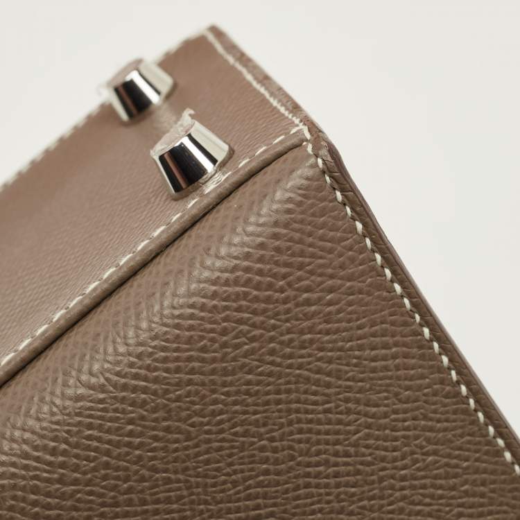 Pre Owned Hermes Etoupe Epsom Leather Palladium Finish Kelly Sellier 25 Bag