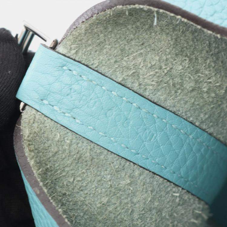 Pre Owned Hermes Picotin Lock 22 Blue Taurillon Clemence Leather Shoulder Bag