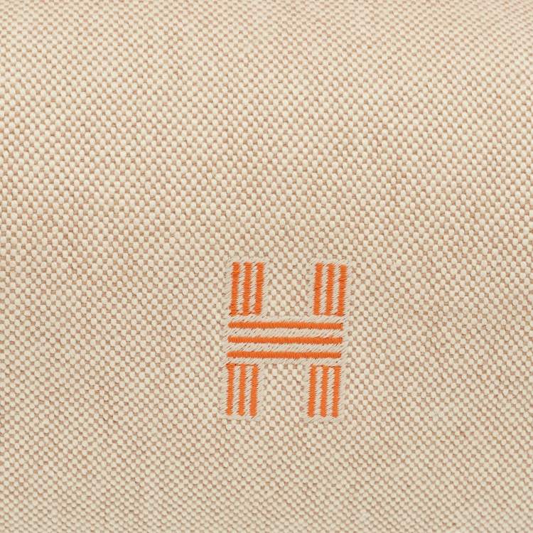 Pre Owned Hermes Natural/Orange Canvas Small Bride-a-Brac Pouch