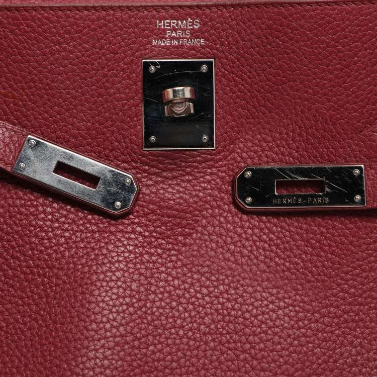 Pre Owned Hermes Tosca Taurillon Clemence Leather Palladium Finish Kelly Retourne 35 Bag