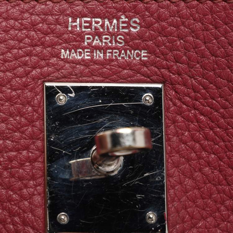 Pre Owned Hermes Tosca Taurillon Clemence Leather Palladium Finish Kelly Retourne 35 Bag