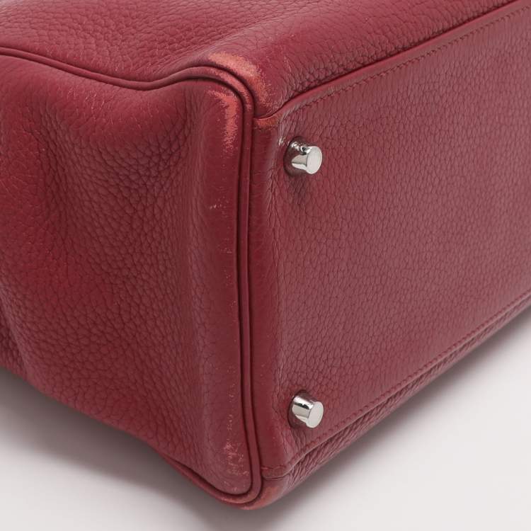 Pre Owned Hermes Tosca Taurillon Clemence Leather Palladium Finish Kelly Retourne 35 Bag