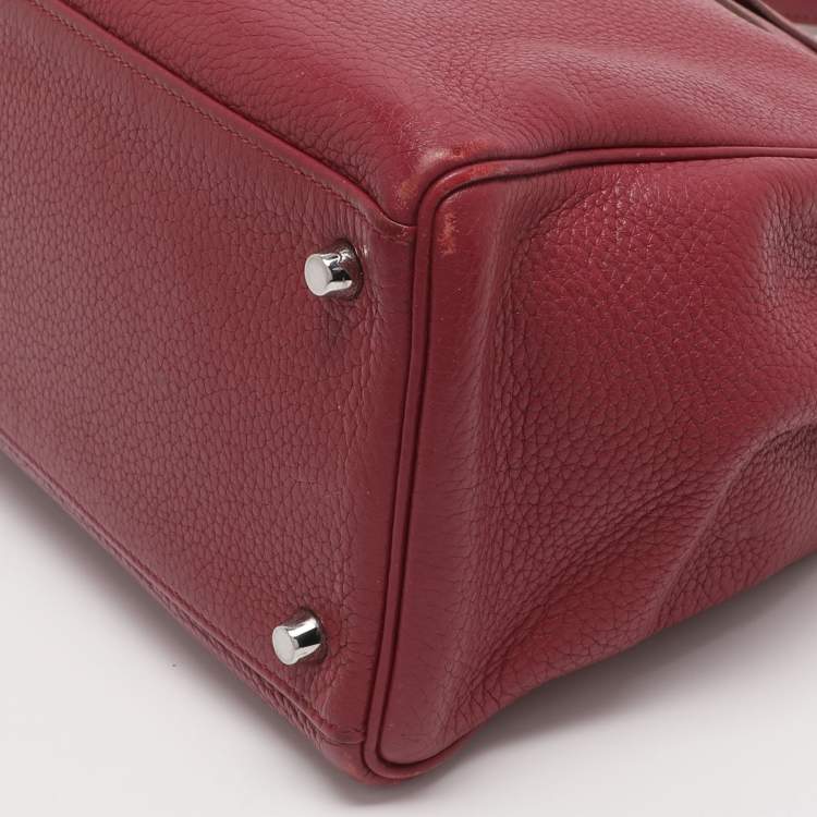 Pre Owned Hermes Tosca Taurillon Clemence Leather Palladium Finish Kelly Retourne 35 Bag