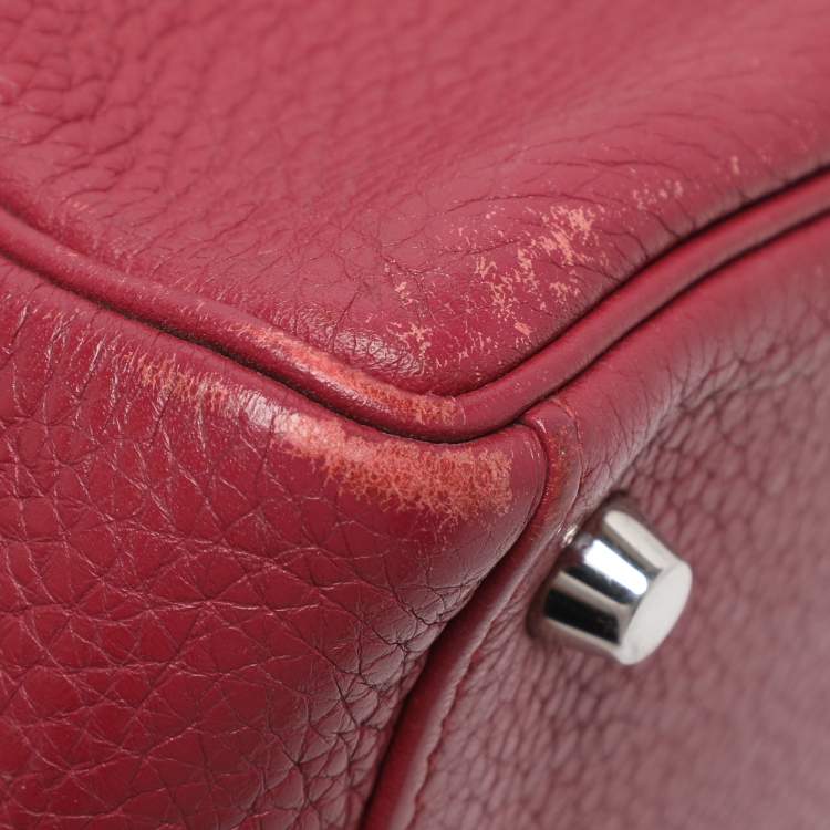 Pre Owned Hermes Tosca Taurillon Clemence Leather Palladium Finish Kelly Retourne 35 Bag