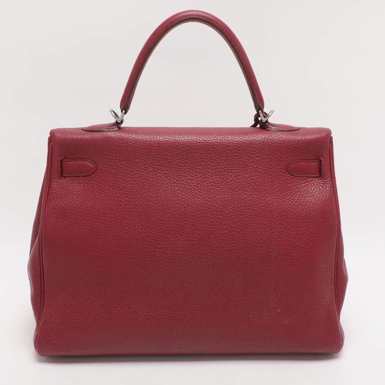 Pre Owned Hermes Tosca Taurillon Clemence Leather Palladium Finish Kelly Retourne 35 Bag