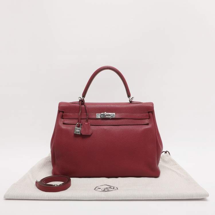 Pre Owned Hermes Tosca Taurillon Clemence Leather Palladium Finish Kelly Retourne 35 Bag