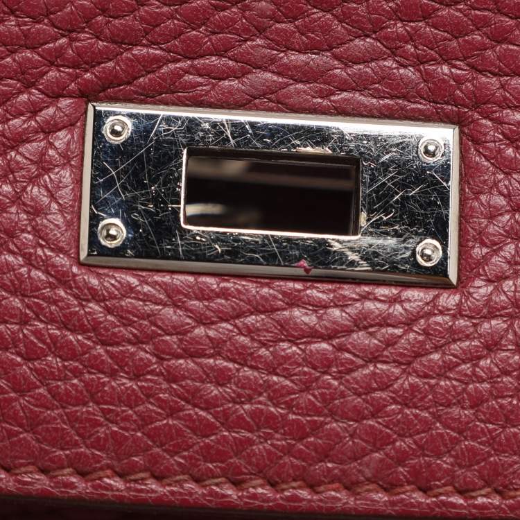 Pre Owned Hermes Tosca Taurillon Clemence Leather Palladium Finish Kelly Retourne 35 Bag