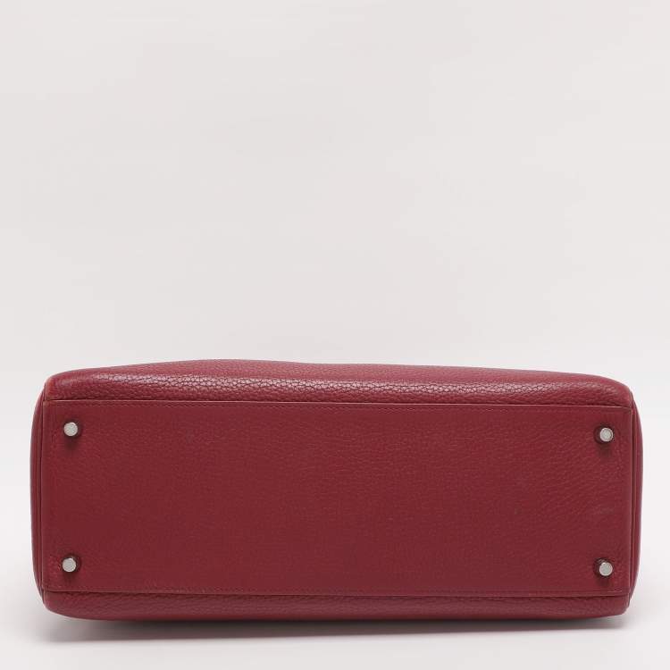 Pre Owned Hermes Tosca Taurillon Clemence Leather Palladium Finish Kelly Retourne 35 Bag