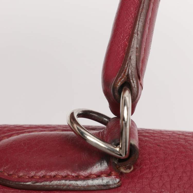 Pre Owned Hermes Tosca Taurillon Clemence Leather Palladium Finish Kelly Retourne 35 Bag