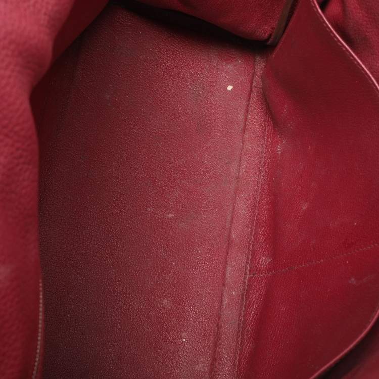 Pre Owned Hermes Tosca Taurillon Clemence Leather Palladium Finish Kelly Retourne 35 Bag