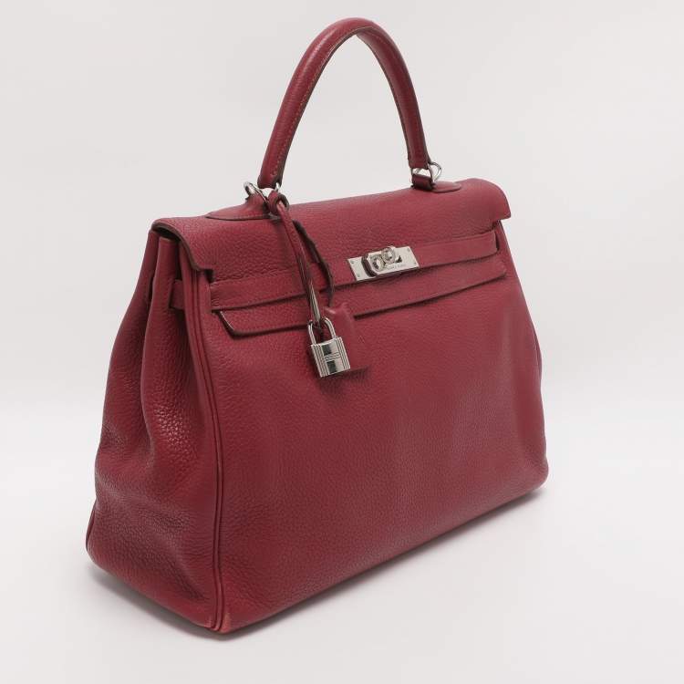 Pre Owned Hermes Tosca Taurillon Clemence Leather Palladium Finish Kelly Retourne 35 Bag