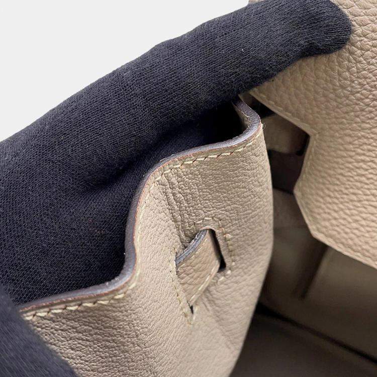 Pre Owned Hermes Birkin Size 30 Gris Tourterelle Togo Leather Bag 