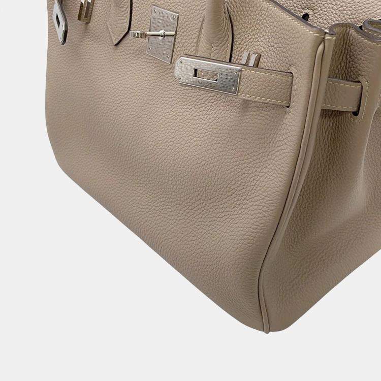 Pre Owned Hermes Birkin Size 30 Gris Tourterelle Togo Leather Bag 