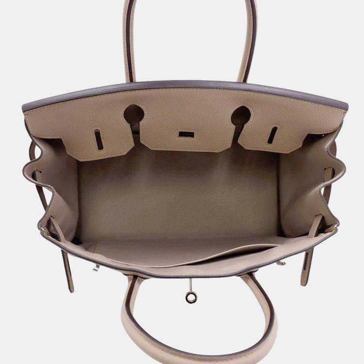 Pre Owned Hermes Birkin Size 30 Gris Tourterelle Togo Leather Bag 