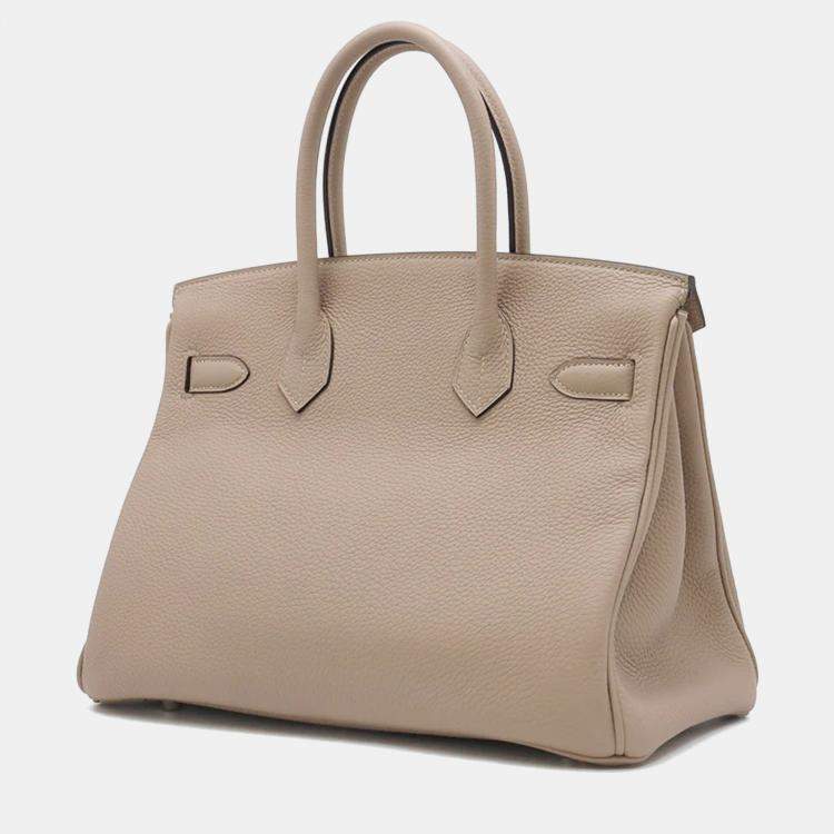 Pre Owned Hermes Birkin Size 30 Gris Tourterelle Togo Leather Bag 