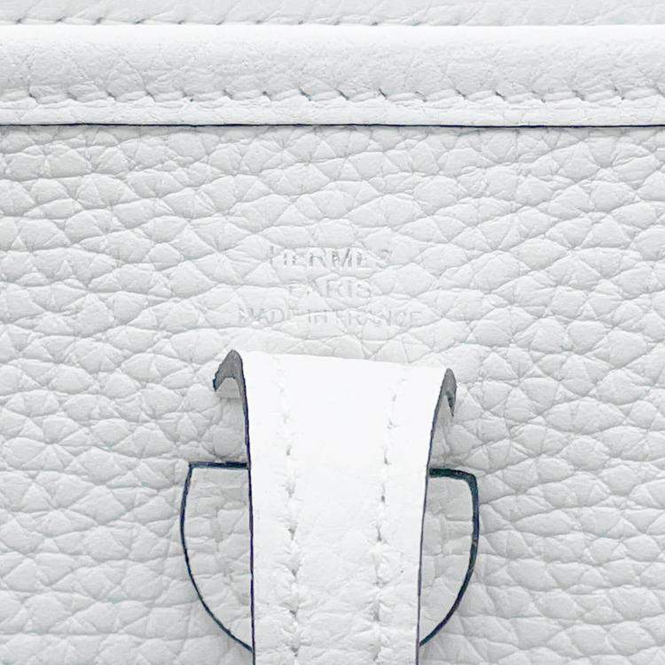 Pre Owned Hermes Evelyne Long  Size Tpm New White Taurillon Clemence Bag 
