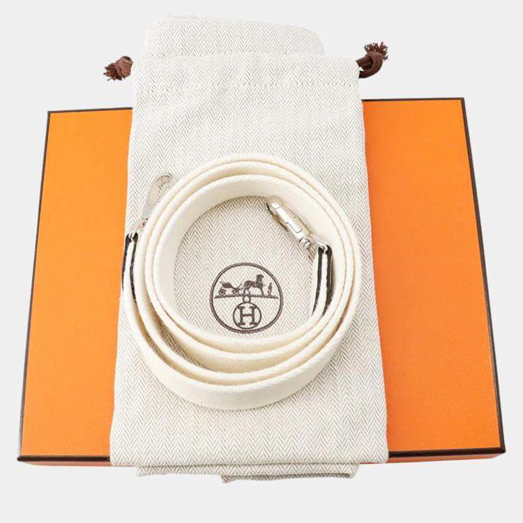 Pre Owned Hermes Evelyne Long  Size Tpm New White Taurillon Clemence Bag 