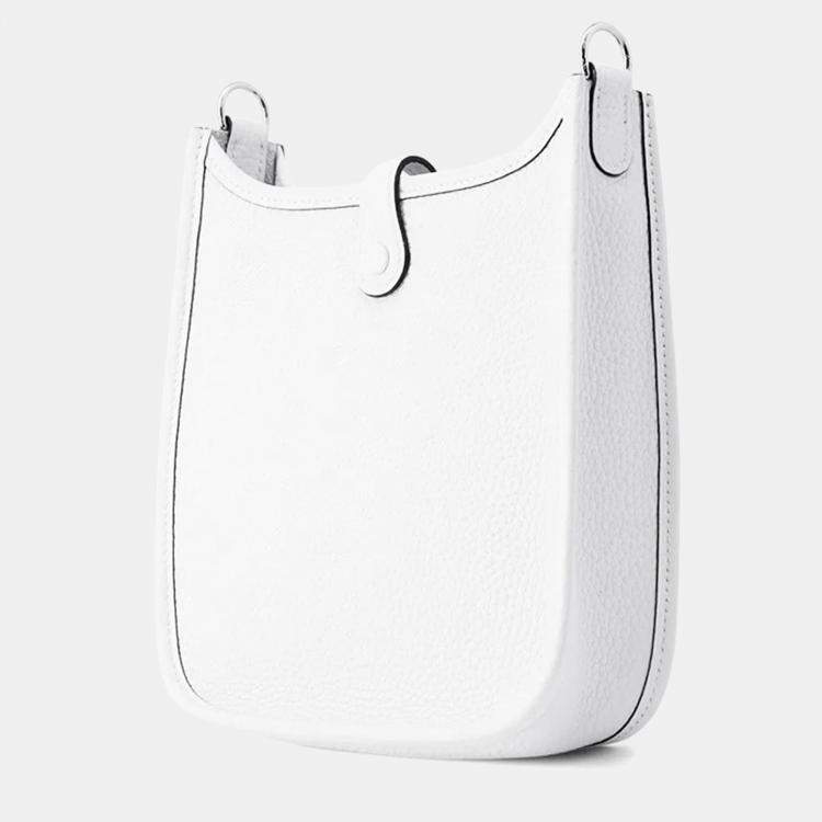 Pre Owned Hermes Evelyne Long  Size Tpm New White Taurillon Clemence Bag 