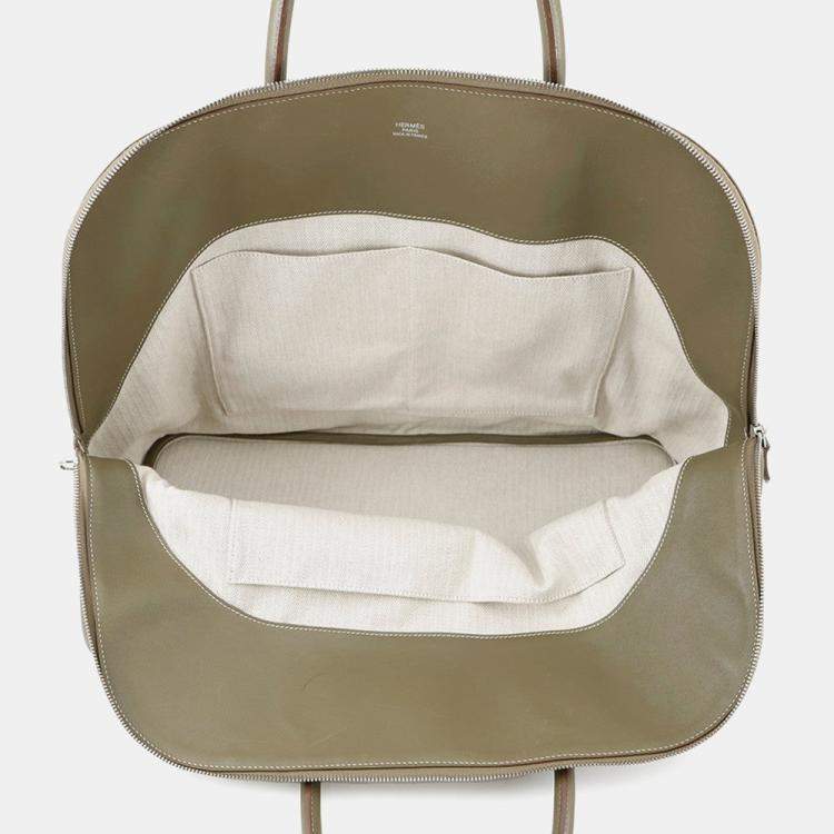 Pre Owned Hermes Bolide Relax Vert Gris Vaux Sikkim Leather Size 45