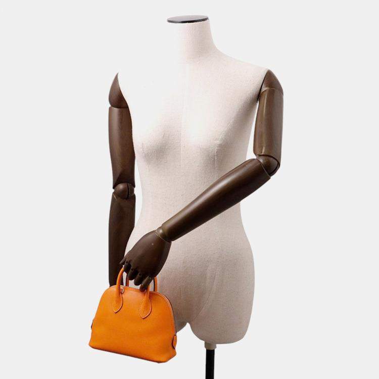 Pre Owned Hermes Bolide 1923 Apricot/Gold Evercolor Size Mini