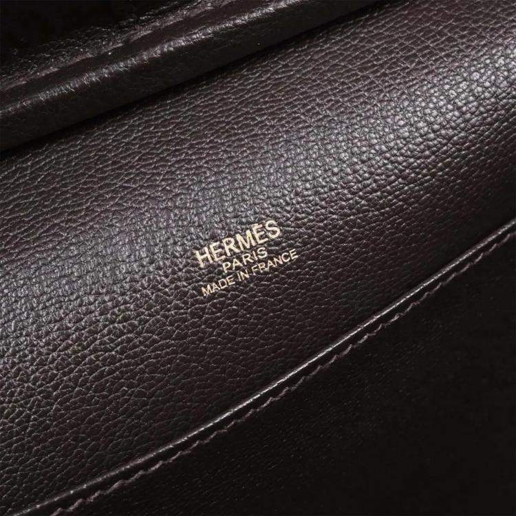 Pre Owned Hermes Ebene Taurillon Clemence Sac Envie 36 Handbag