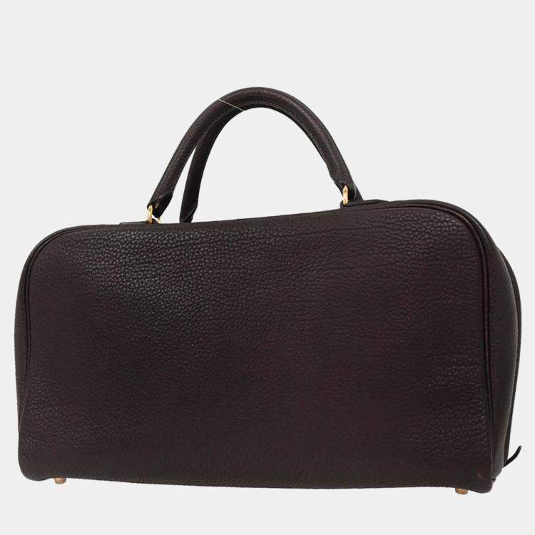 Pre Owned Hermes Ebene Taurillon Clemence Sac Envie 36 Handbag