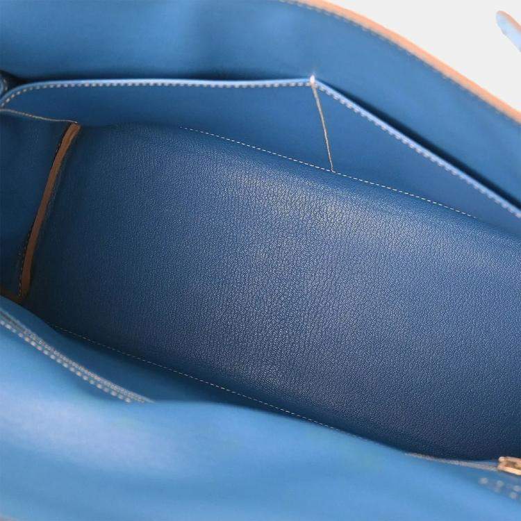 Pre Owned Hermes Blue Aztec Epsom Kelly 35 Retourne 2way Handbag