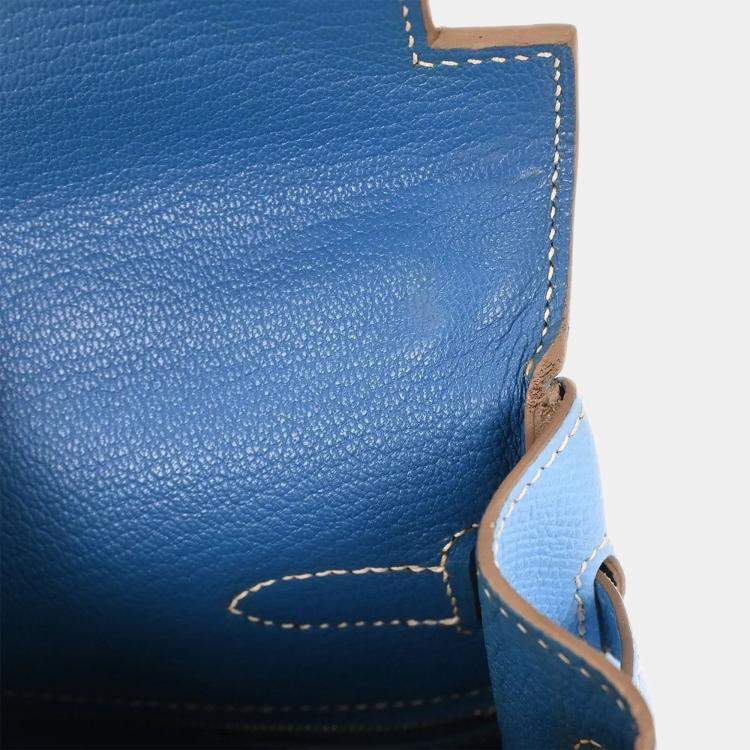 Pre Owned Hermes Blue Aztec Epsom Kelly 35 Retourne 2way Handbag