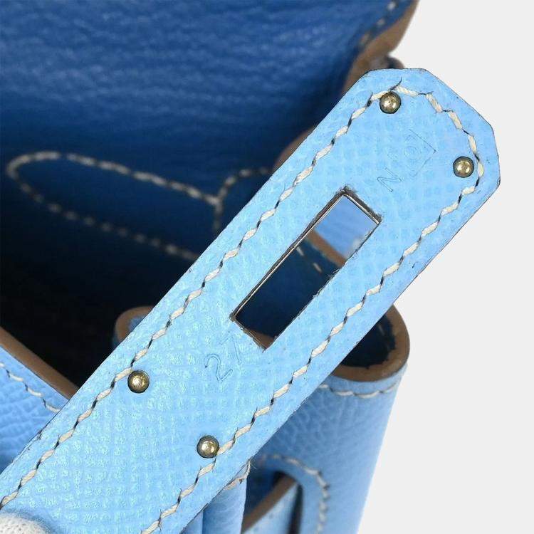 Pre Owned Hermes Blue Aztec Epsom Kelly 35 Retourne 2way Handbag
