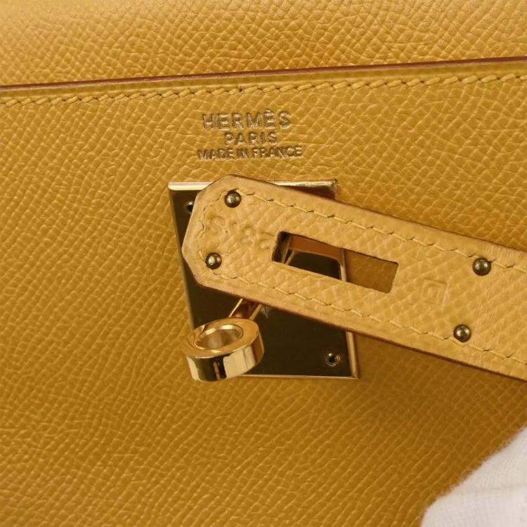 Pre Owned Hermes Jaune Courchevel Kelly 32 Retourne 2way Handbag