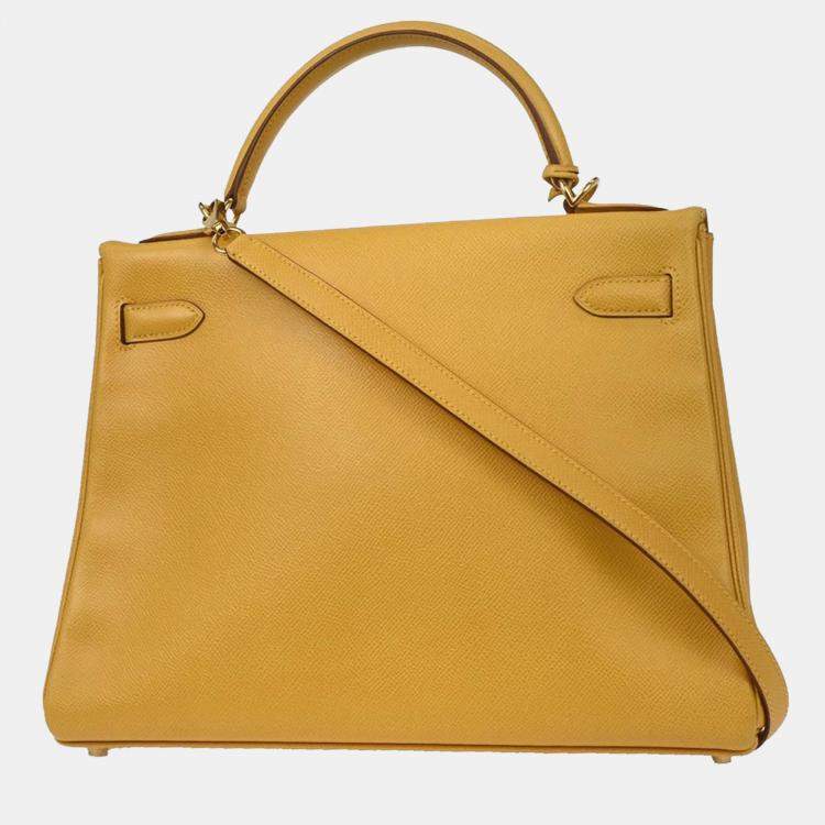 Pre Owned Hermes Jaune Courchevel Kelly 32 Retourne 2way Handbag