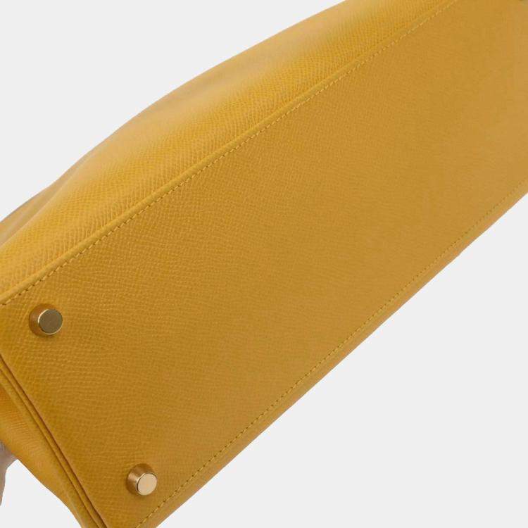 Pre Owned Hermes Jaune Courchevel Kelly 32 Retourne 2way Handbag
