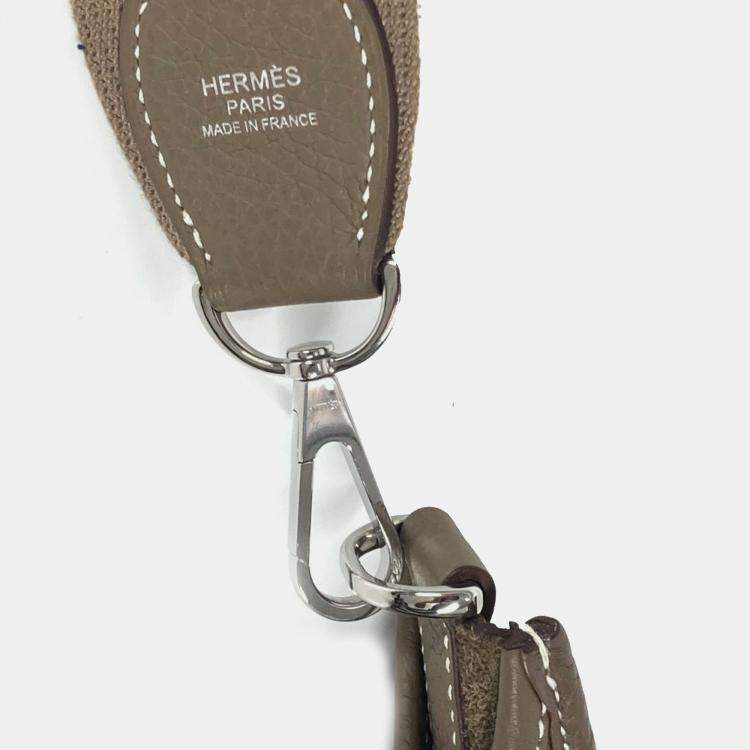 Pre Owned Hermes Evelyn 3 Gm Bag H Punching Logo Crossbody Taurillon Clemence Etoupe Beige