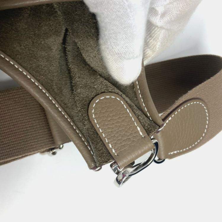 Pre Owned Hermes Evelyn 3 Gm Bag H Punching Logo Crossbody Taurillon Clemence Etoupe Beige