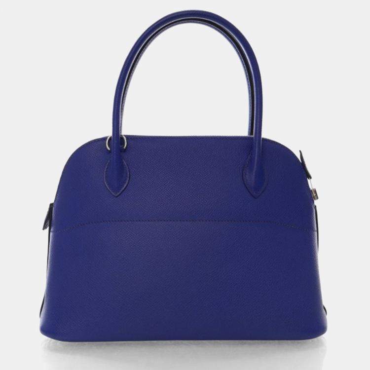 Pre Owned Hermes Bolide 27 Bleu Electric Epsom Handbag
