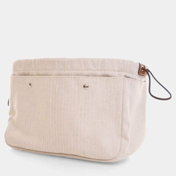 Pre Owned Hermes Beige Cotton Fourbi Pouch 25