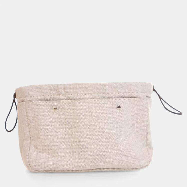 Pre Owned Hermes Beige Cotton Fourbi Pouch 25