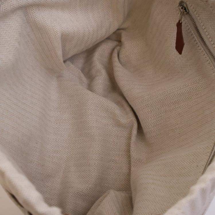 Pre Owned Hermes Beige Cotton Fourbi Pouch 25