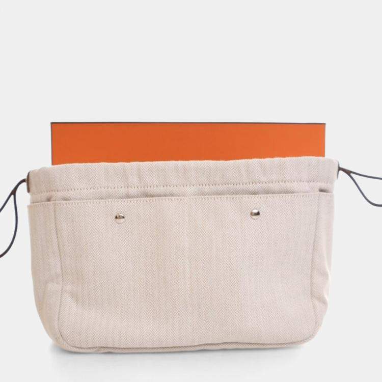 Pre Owned Hermes Beige Cotton Fourbi Pouch 25