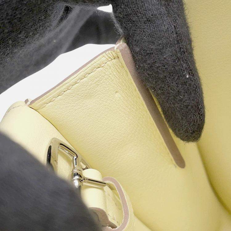 Pre Owned Hermes Halzan Jaune Milton Swift Leather Size Mini