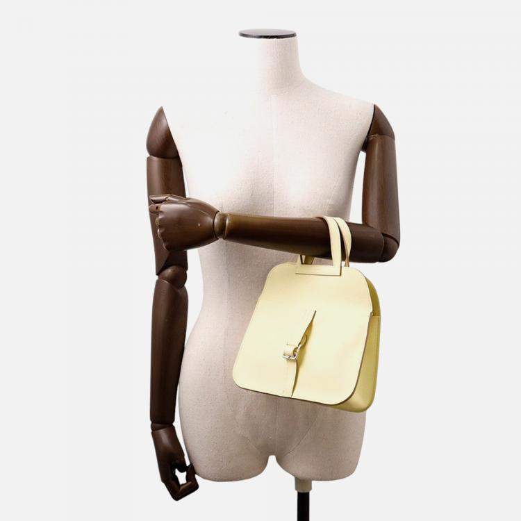 Pre Owned Hermes Halzan Jaune Milton Swift Leather Size Mini