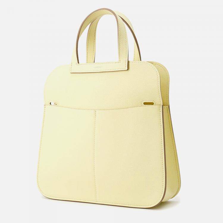 Pre Owned Hermes Halzan Jaune Milton Swift Leather Size Mini